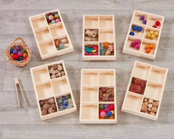 Small Wooden Sorting Trays Set of 6